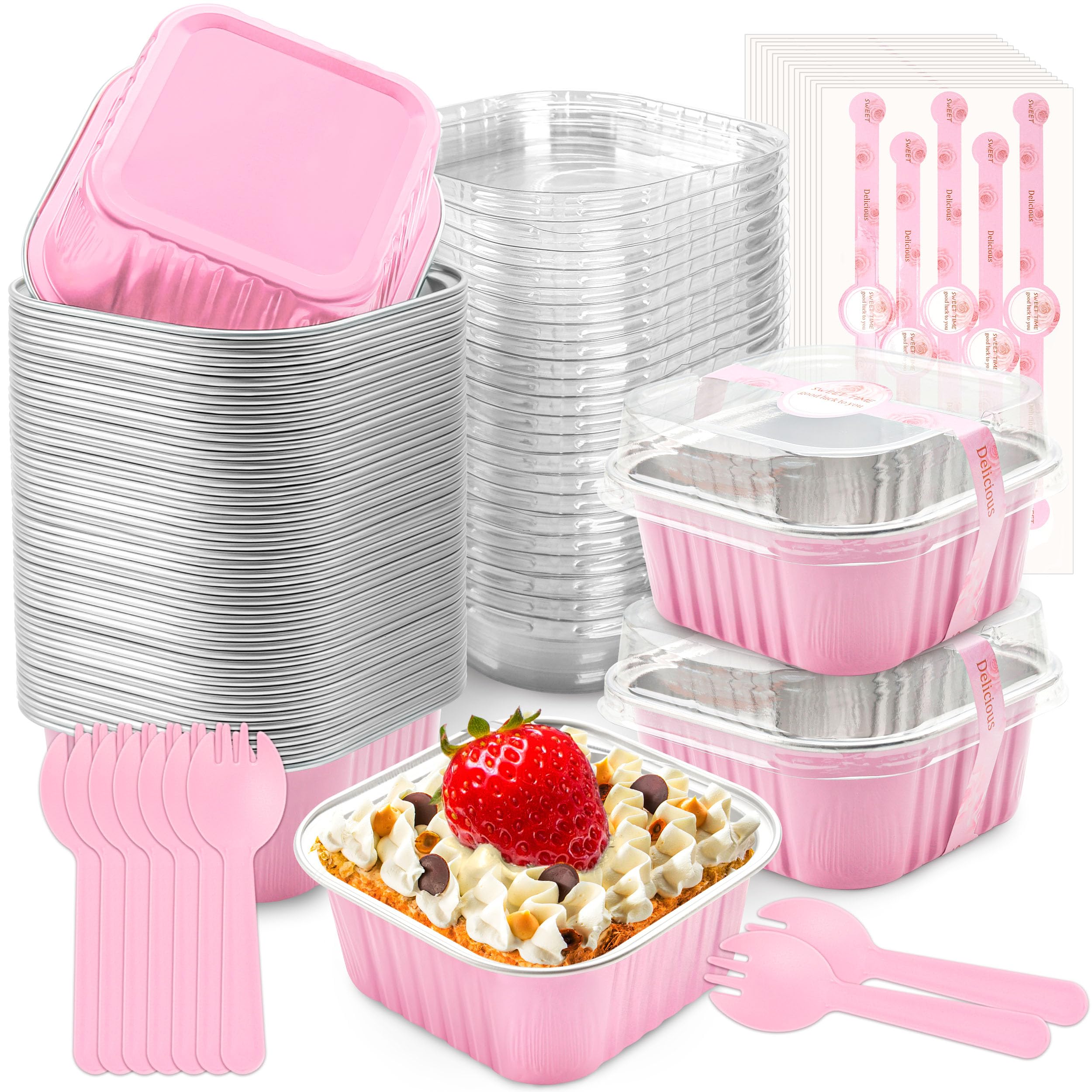 NPLUX pink mini cake pans front view for compact party servings