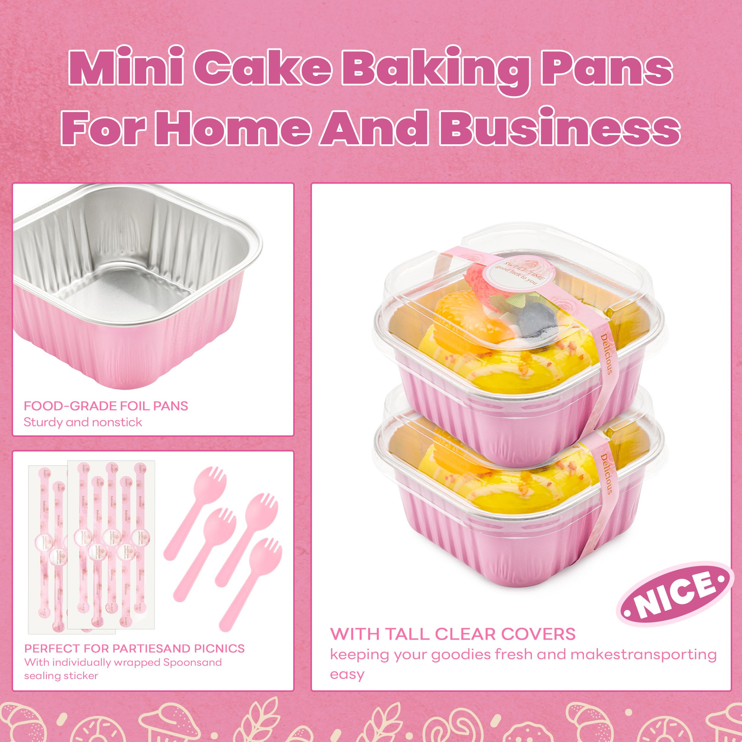 NPLUX pink oven safe pans ready for baking and reheating