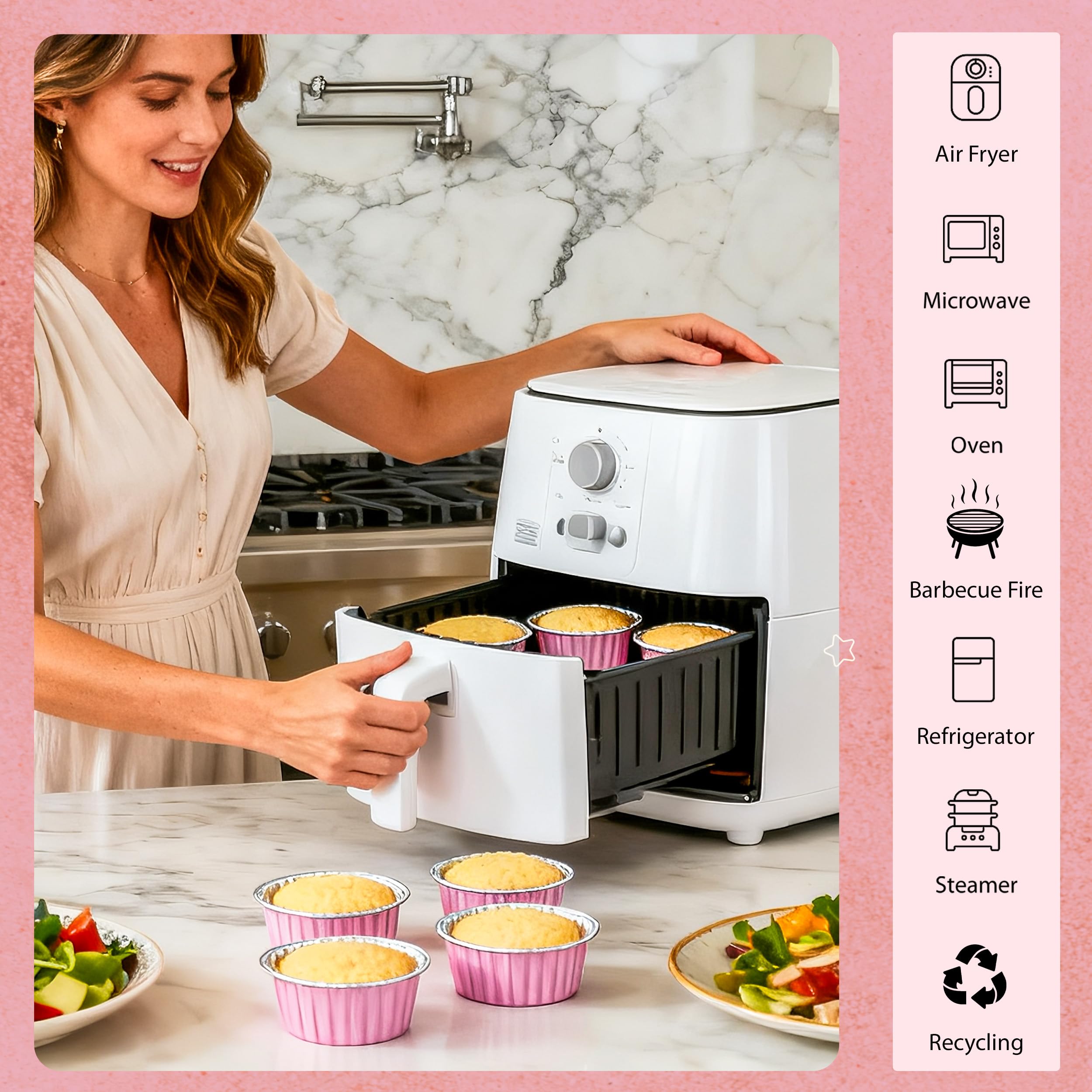 NPLUX pink round pans with lids for elegant event servings.