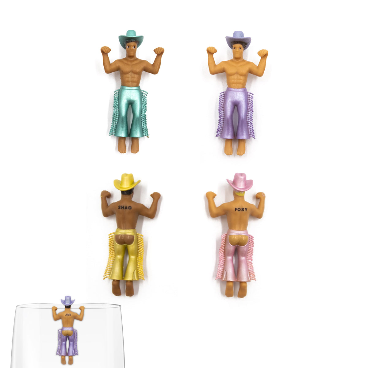 NPW Disco Cowboy drink charms brighten glasses and prevent mix-ups at parties.