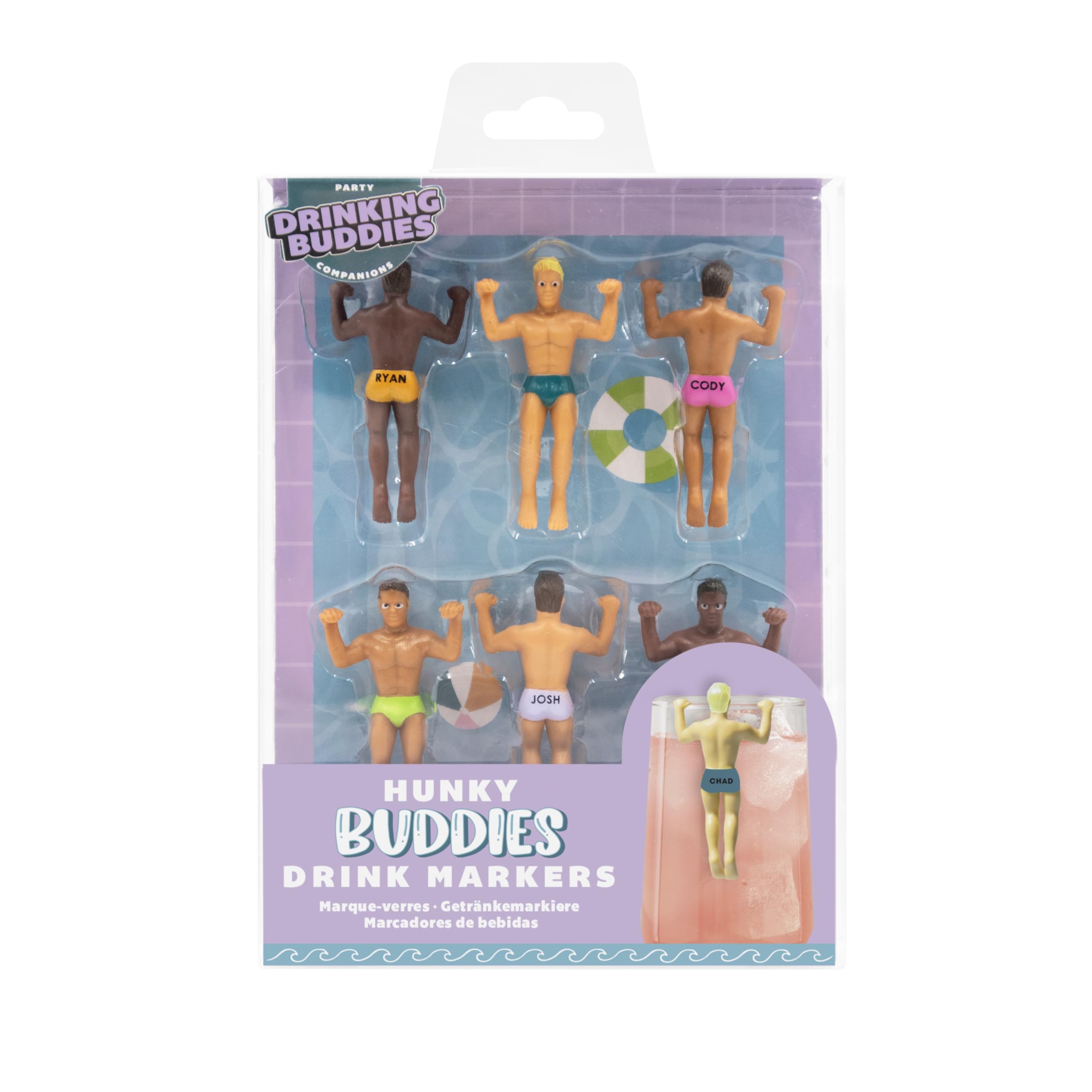 Universal NPW Drinking Buddies fit on wine, beer, and cocktail glasses.
