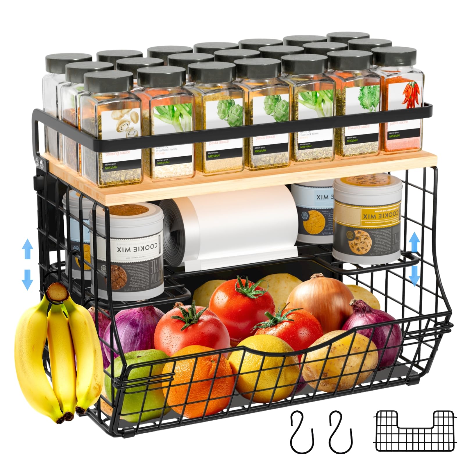NRSVIAN 3-tier magnetic shelf on fridge for organized snacks