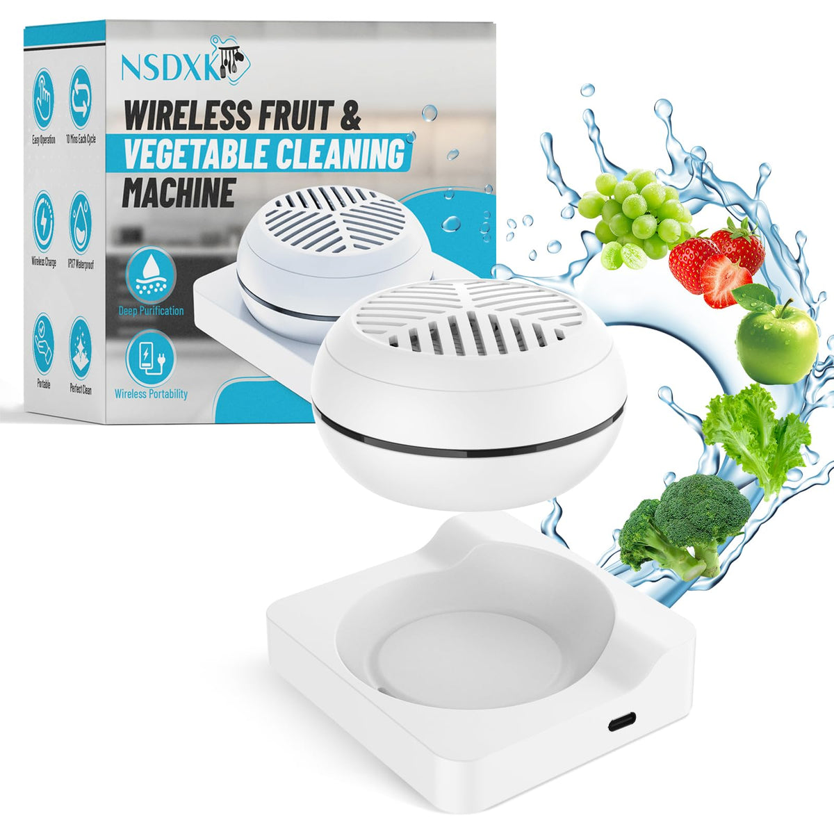 NSDXK fruit and vegetable washing machine in water during use for quick cleansing