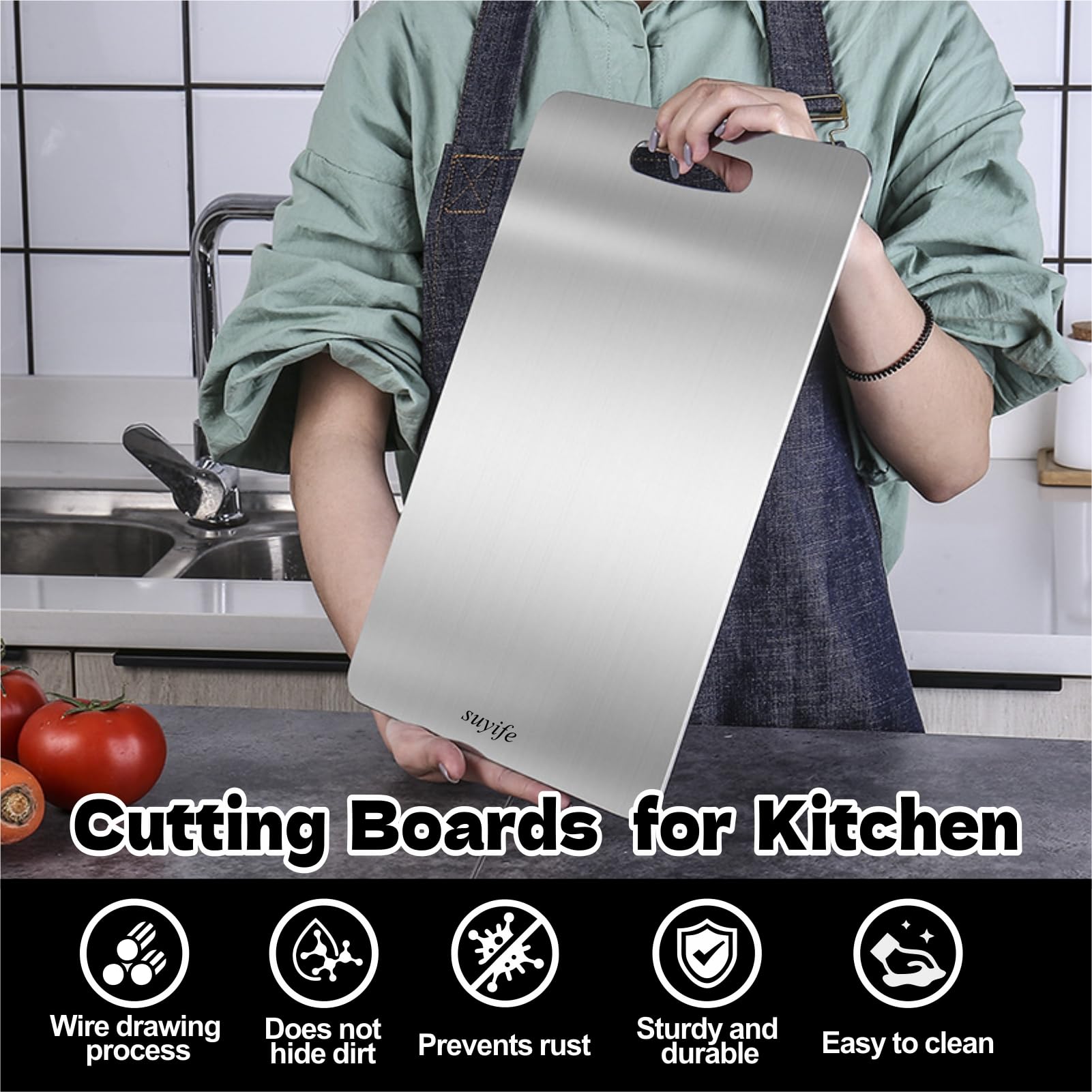 NSLLL titanium cutting board back side designed for meat to reduce cross-contamination