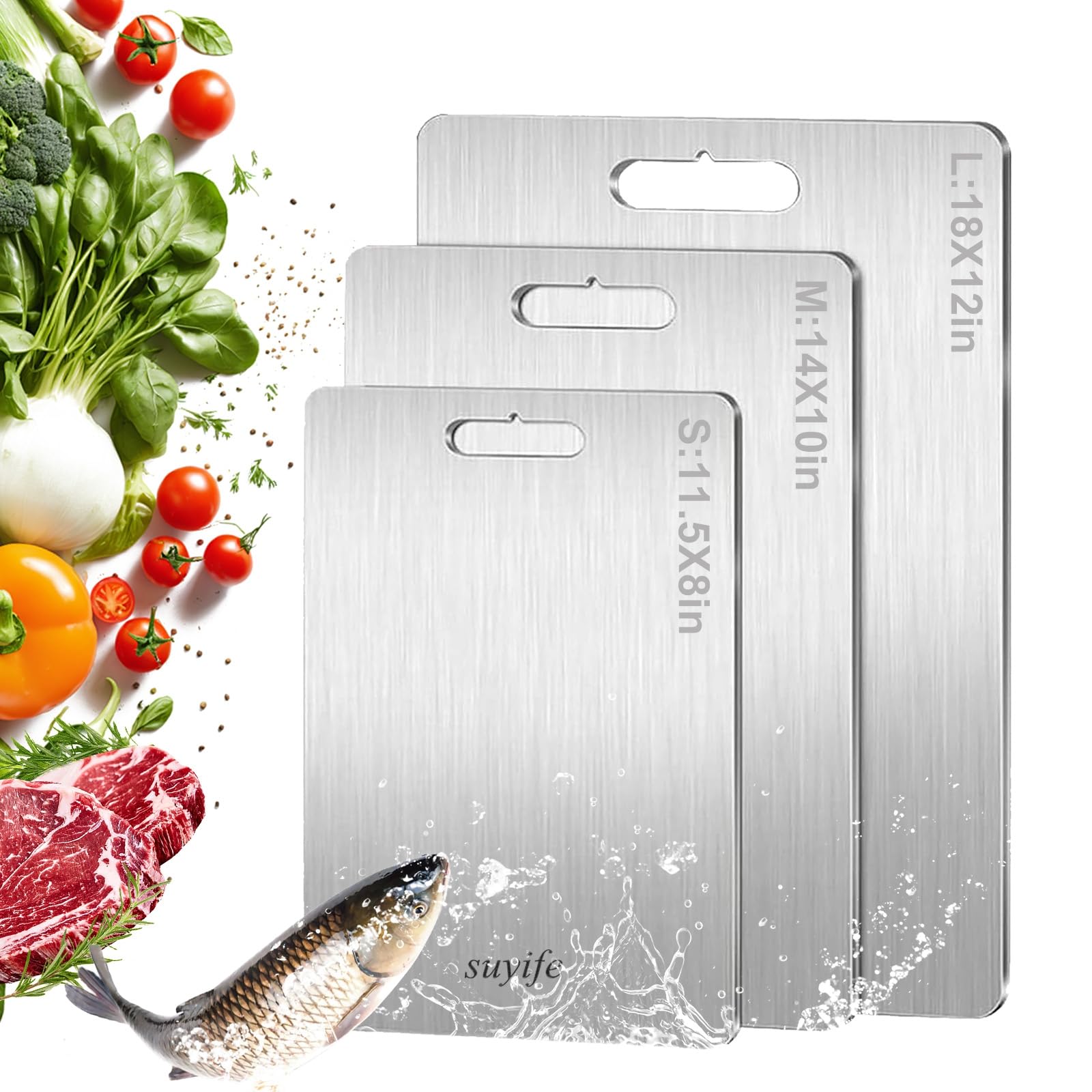 NSLLL titanium cutting board front side for fruits and vegetables with dual-sided versatility