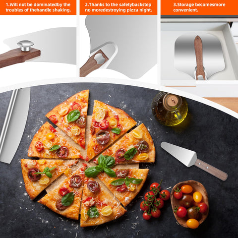 Nsoyos pizza server helps transfer slices from peel to plate