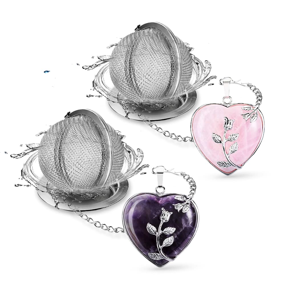 NSTaygate amethyst heart pendant tea ball for elegant loose tea infusion