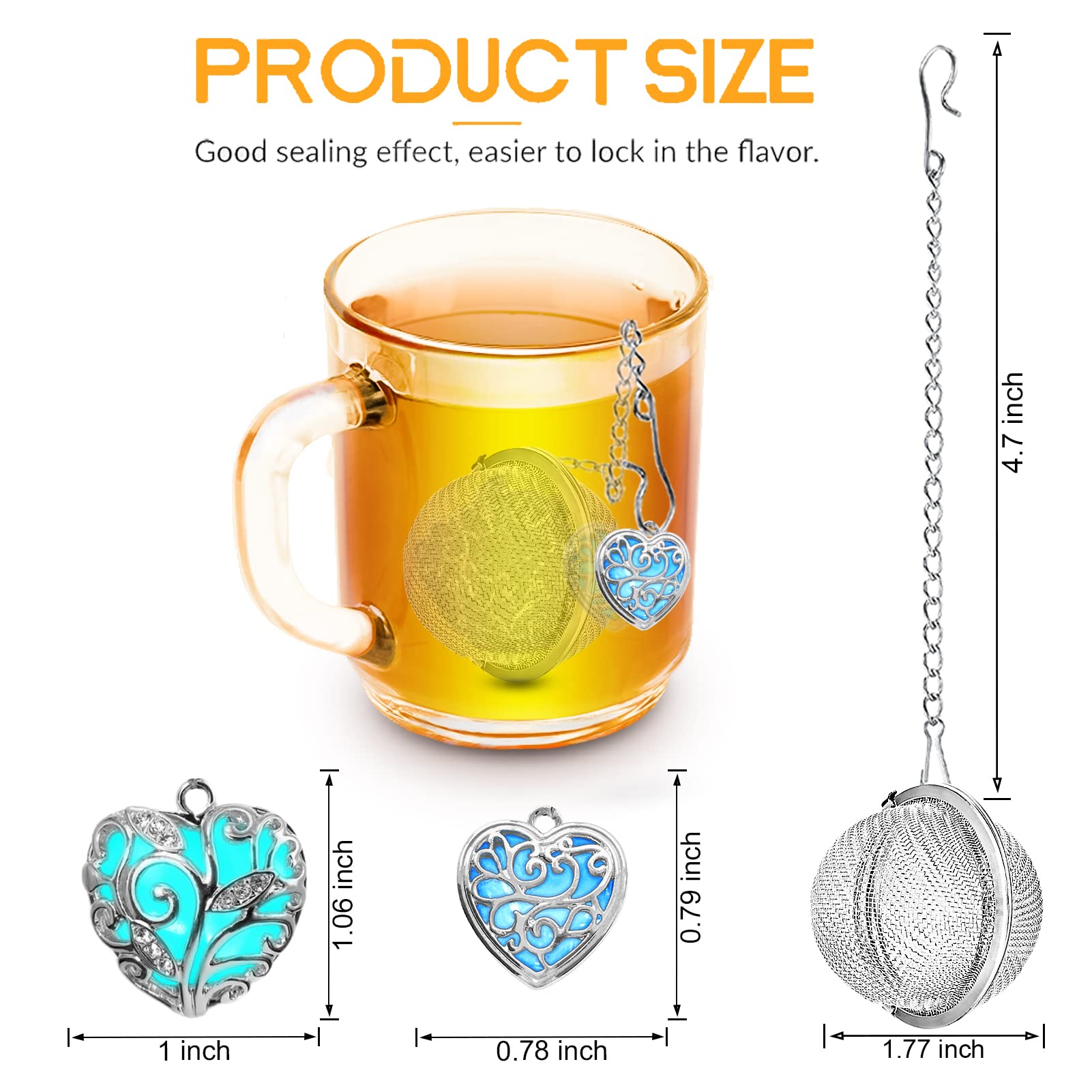 NSTaygate luminous heart pendant tea diffuser glows softly while steeping