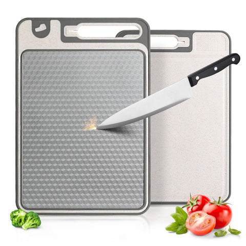 NTIERA 3-in-1 cutting board with scratch-resistant grid for knife longevity.