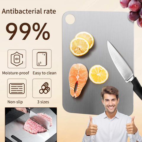 NTIERA titanium cutting board XL double-sided design for versatile prep tasks.