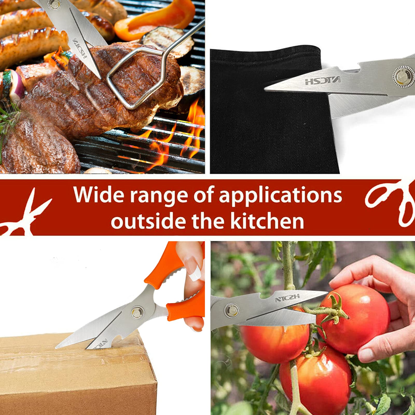 NTVKID kitchen shears ergonomic handle for comfortable grip.