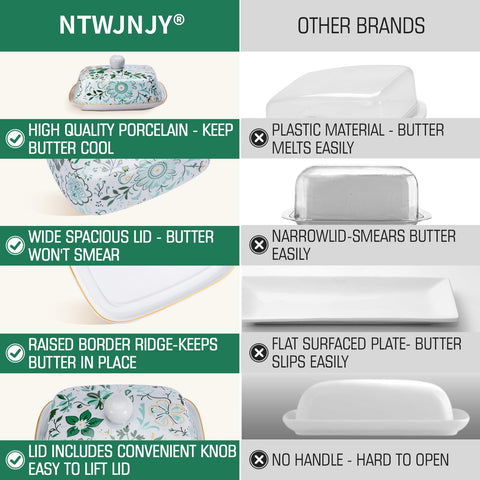 NTWJNJY ceramic butter dish on a sleek kitchen counter