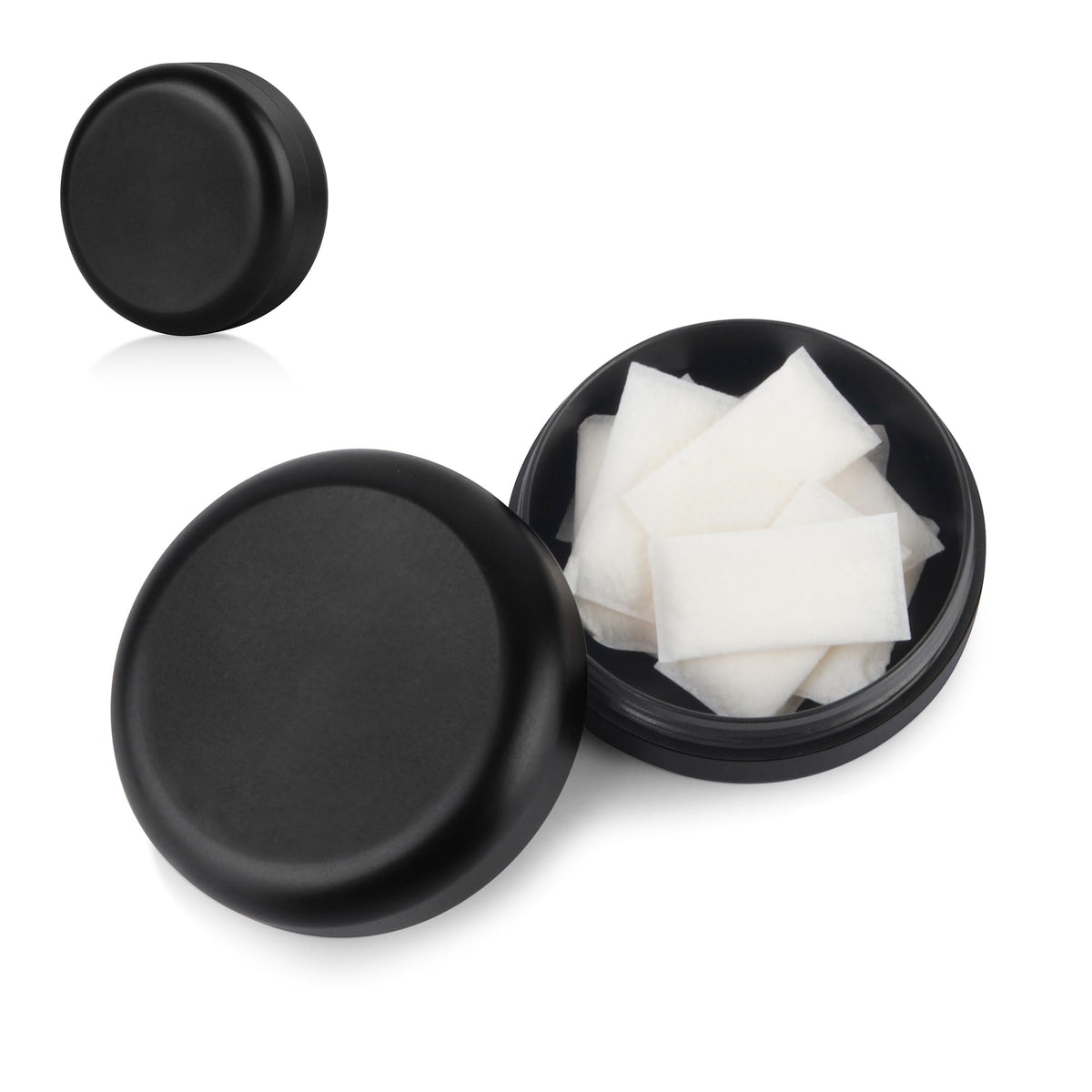 NuBonsey Zyn metal container closed, compact and discreet storage for on-the-go pouches.