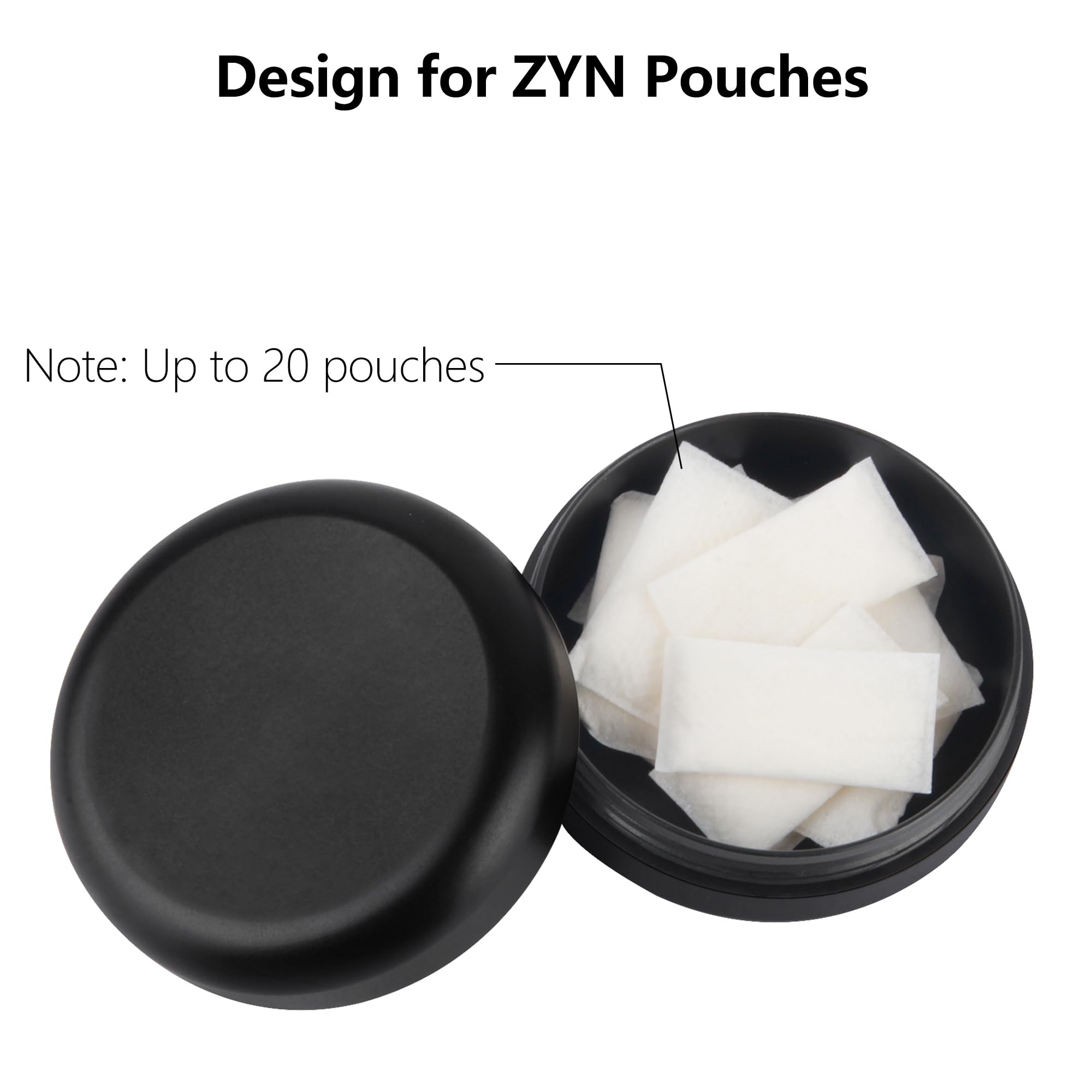 NuBonsey Zyn metal container open, ready to secure pouches with a tight seal.
