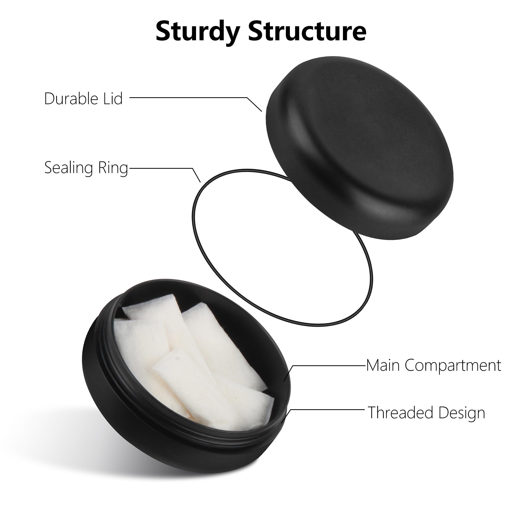 NuBonsey Zyn metal container for pouch storage, keeping contents organized and protected.