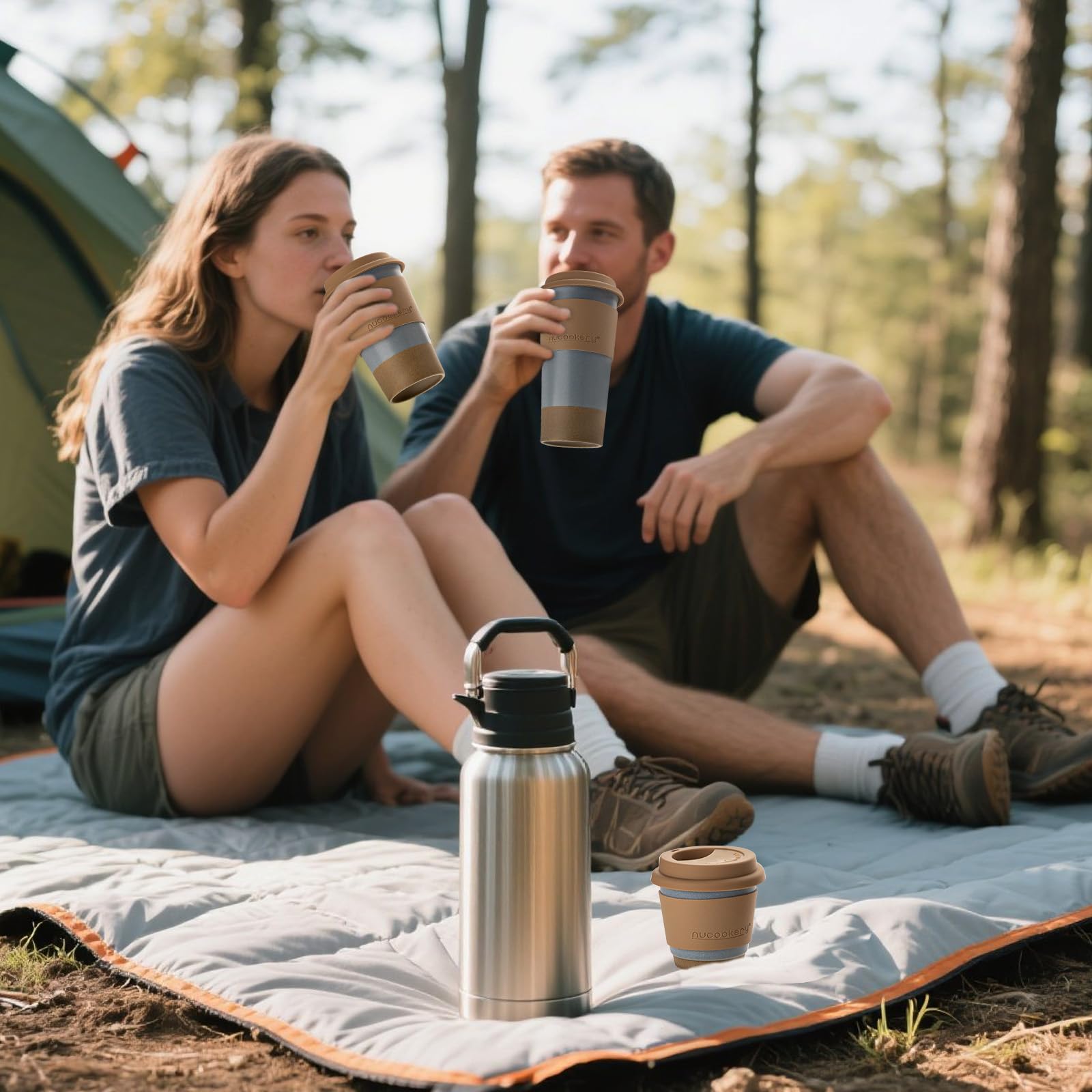 Nucookery blue to-go mug set for trips and commutes