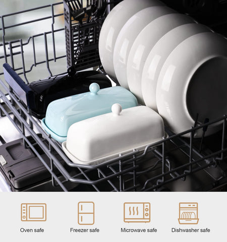 Nucookery butter dish lid-lock prevents sliding during transport