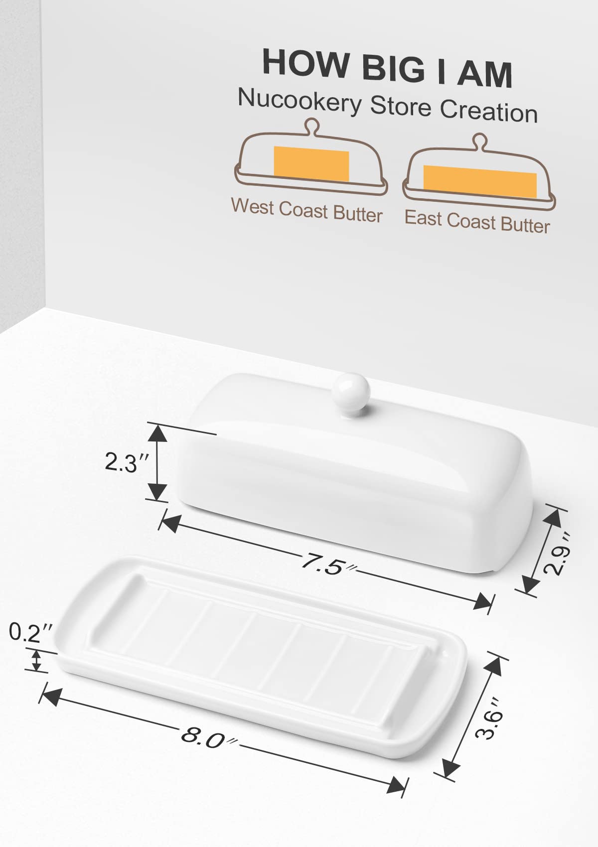 Nucookery butter dish raised non-slip strip keeps it steady