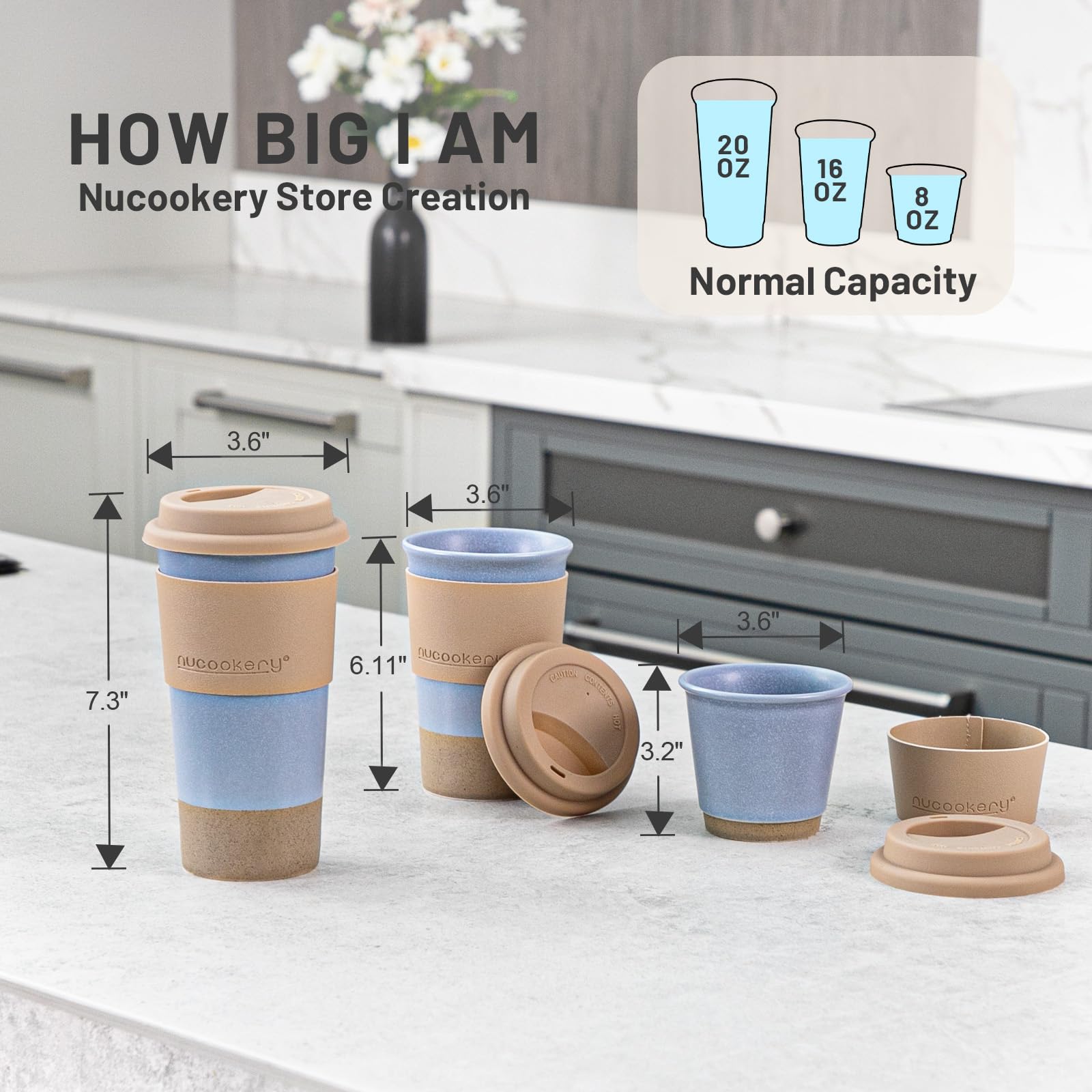 Nucookery ceramic travel mug 16oz ideal for on-the-go sipping