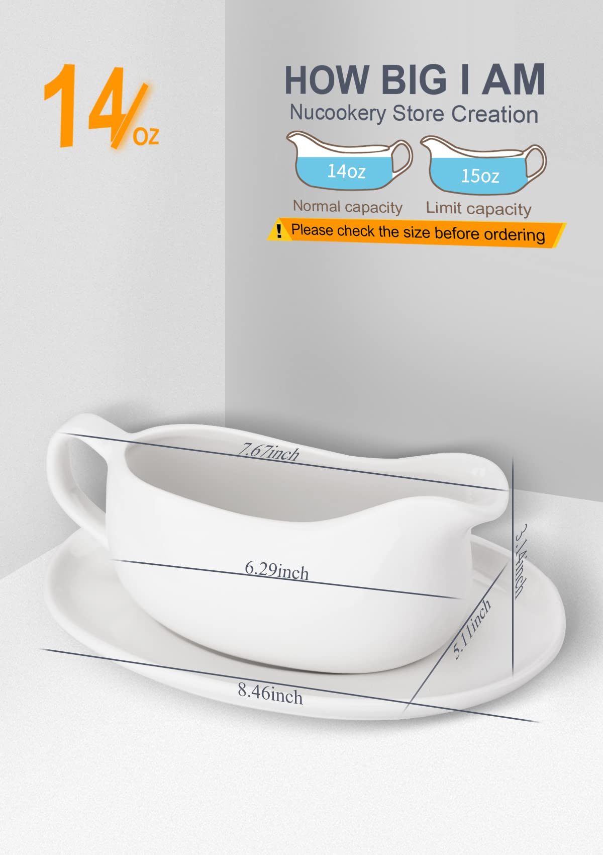 Nucookery gravy boat with dripless lip spout prevents spills during service