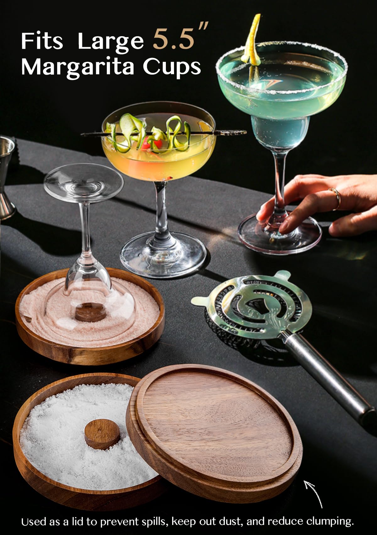 Nucookery natural wood bar accessory blends style with practical rim prep.