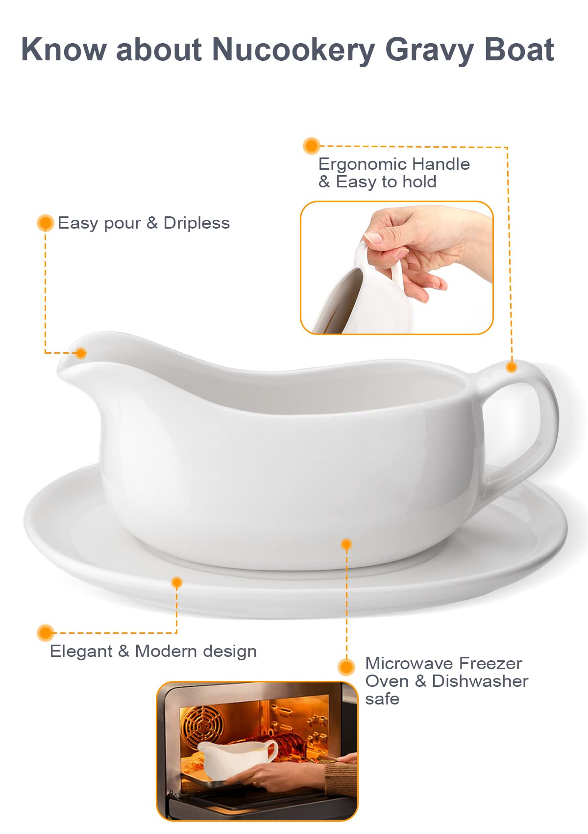 Nucookery white porcelain saucier ideal for gravies and sauces