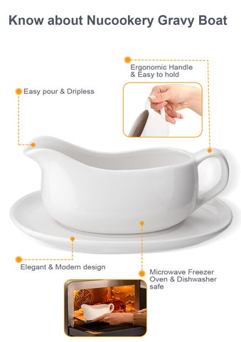Nucookery white porcelain saucier ideal for gravies and sauces