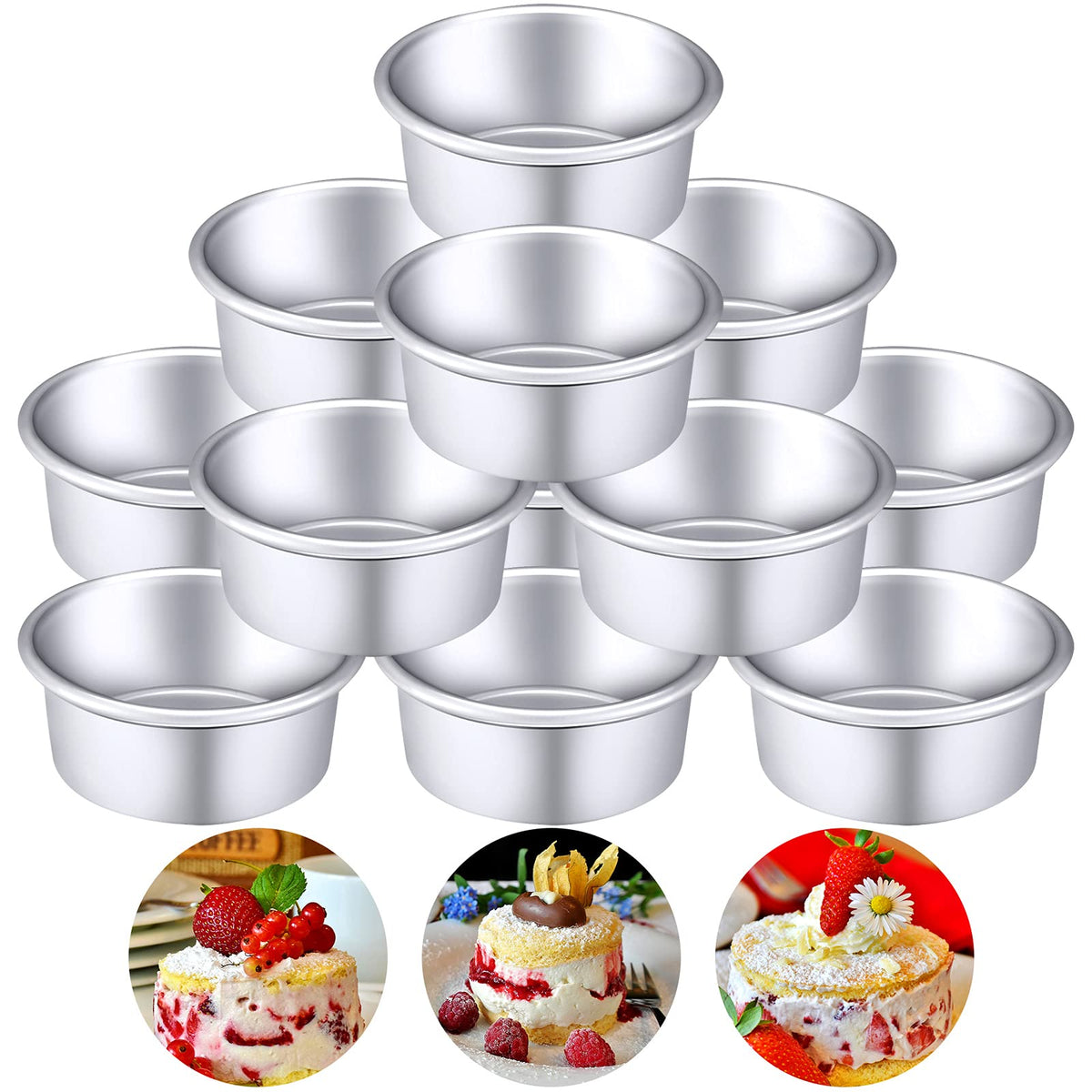 Nuenen 12-piece round cake pans with aluminum nonstick surface for easy baking