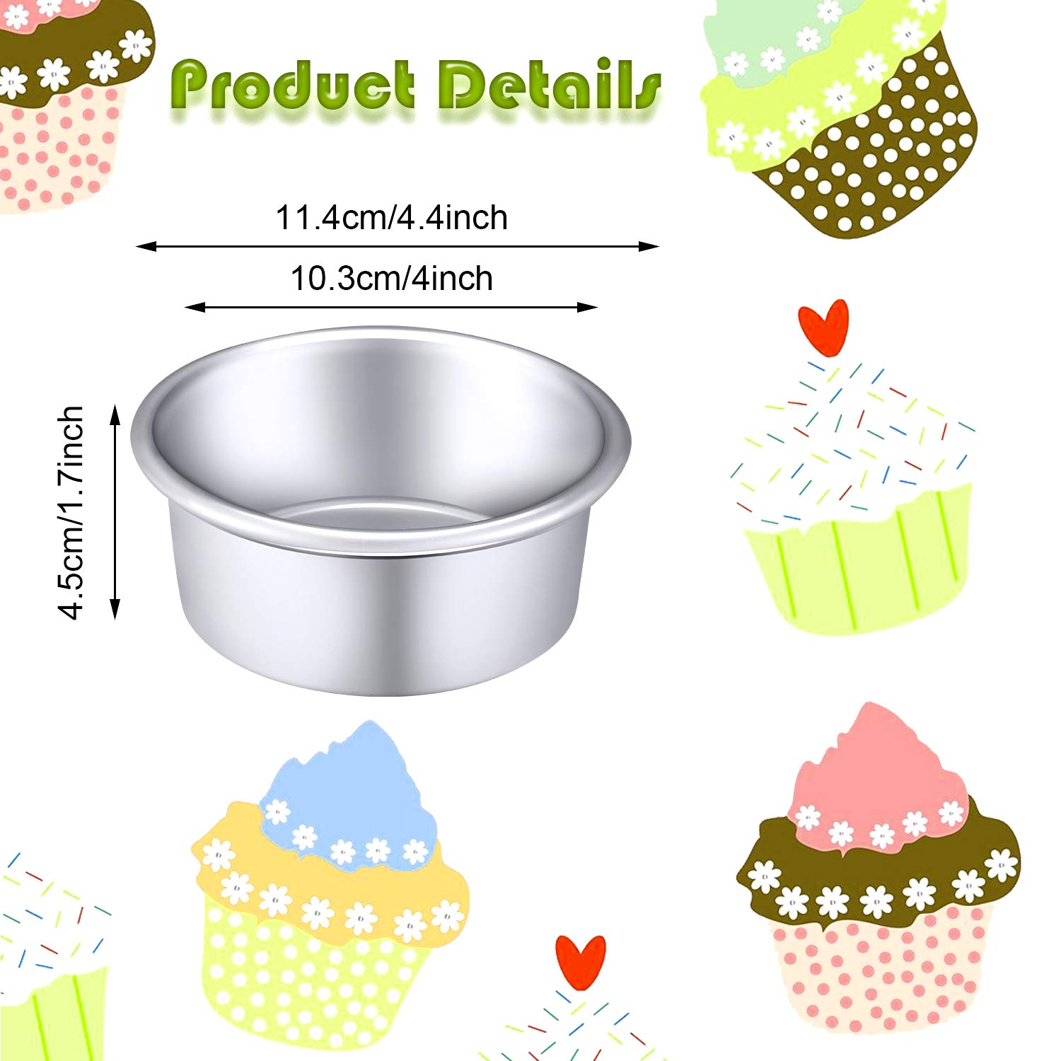 Nuenen aluminum round cake pans in 4 inch size for mini cakes