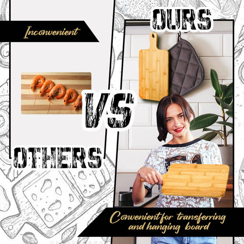 Nuenen bamboo cutting board with handle for cheese board display