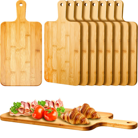 Nuenen bamboo cutting board with handle ready for pizza prep and serving