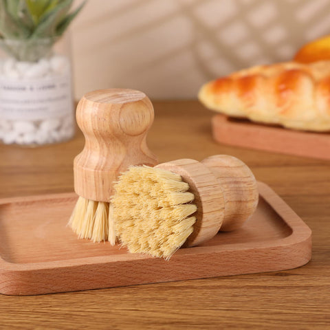 Nuenen bamboo scrub brush with natural sisal bristles for bowls and pans