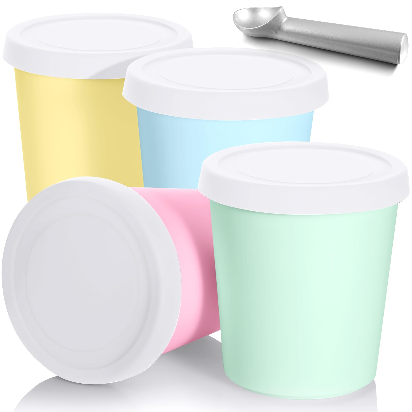 Nuenen blue 1qt ice cream container with silicone lid preserves flavor
