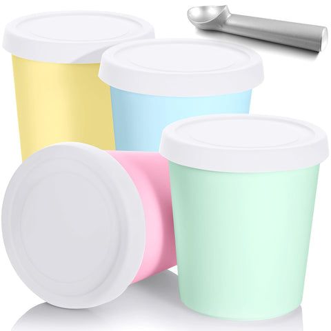 Nuenen blue 1qt ice cream container with silicone lid preserves flavor