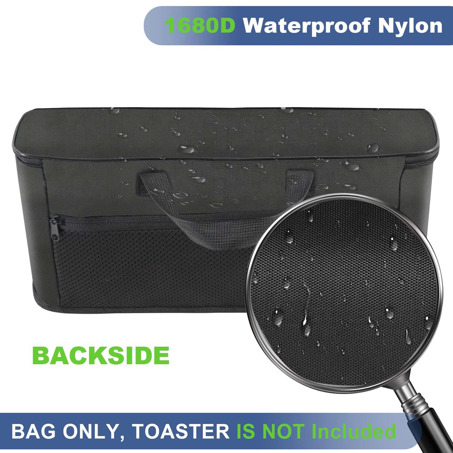 NUENSS-ROR Bella 2 Slice Slim Toaster bag closed view showing zipper pouch
