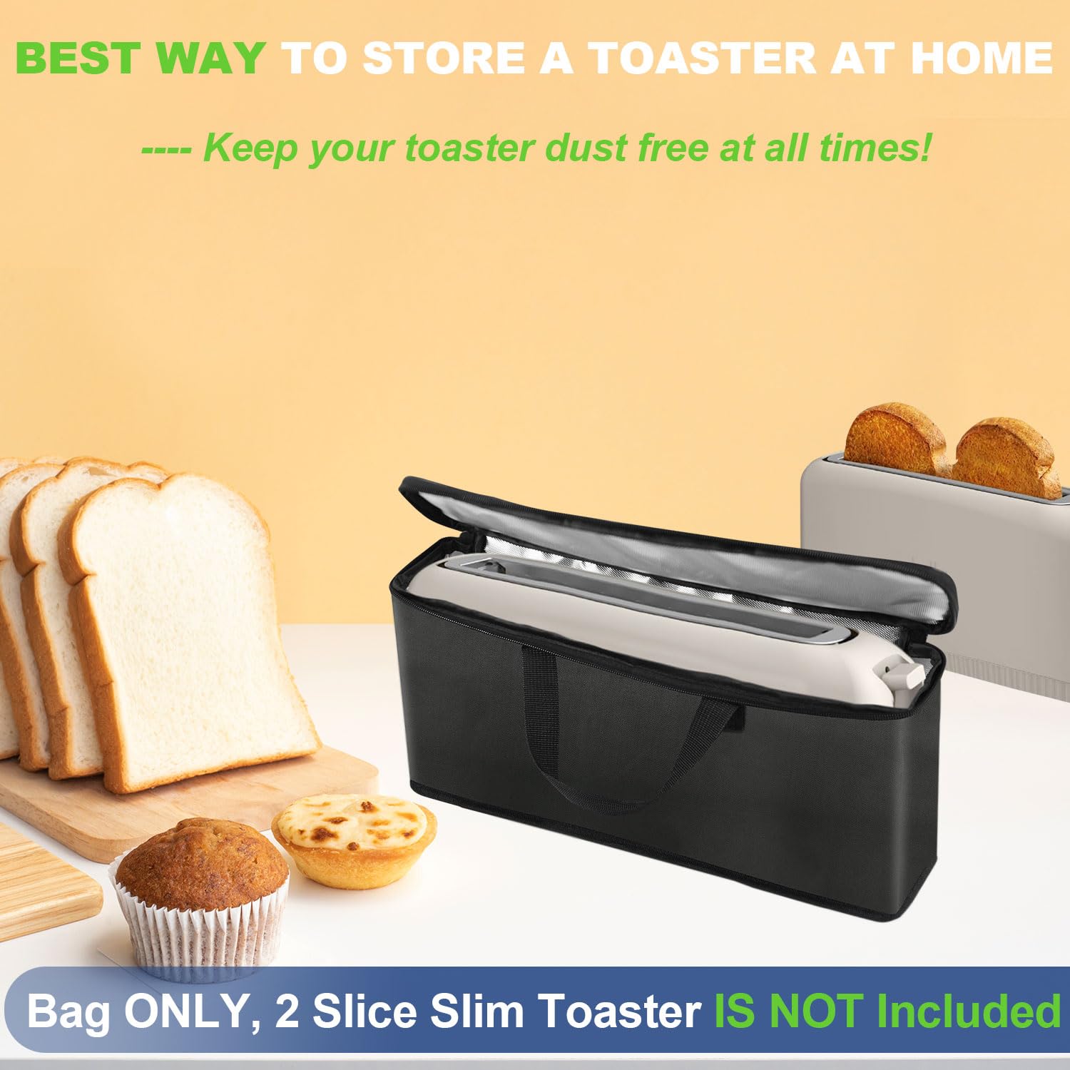 NUENSS-ROR Bella 2 Slice Slim Toaster bag travel-ready in compact size