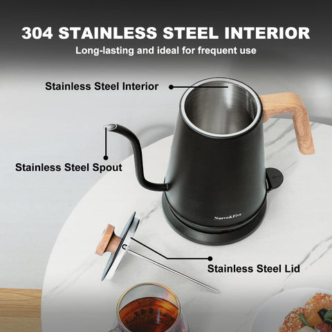 Nueve&Five gooseneck kettle 1 liter capacity for tea or coffee