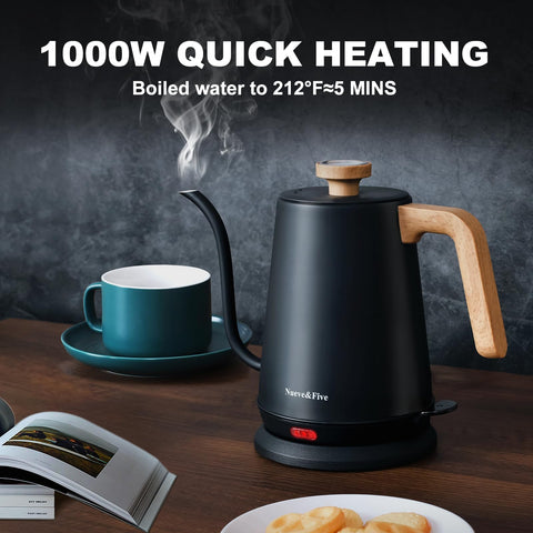 Nueve&Five gooseneck kettle auto shutoff and boil-dry protection