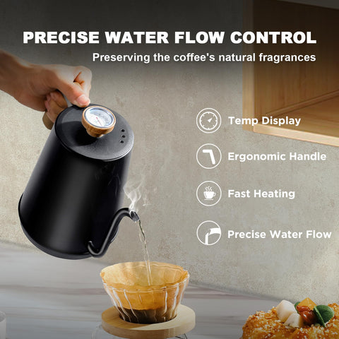 Nueve&Five gooseneck kettle precise pour with comfortable handle