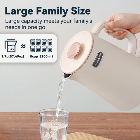 Nueve&Five kettle with 360-degree base enables easy serving from any angle.