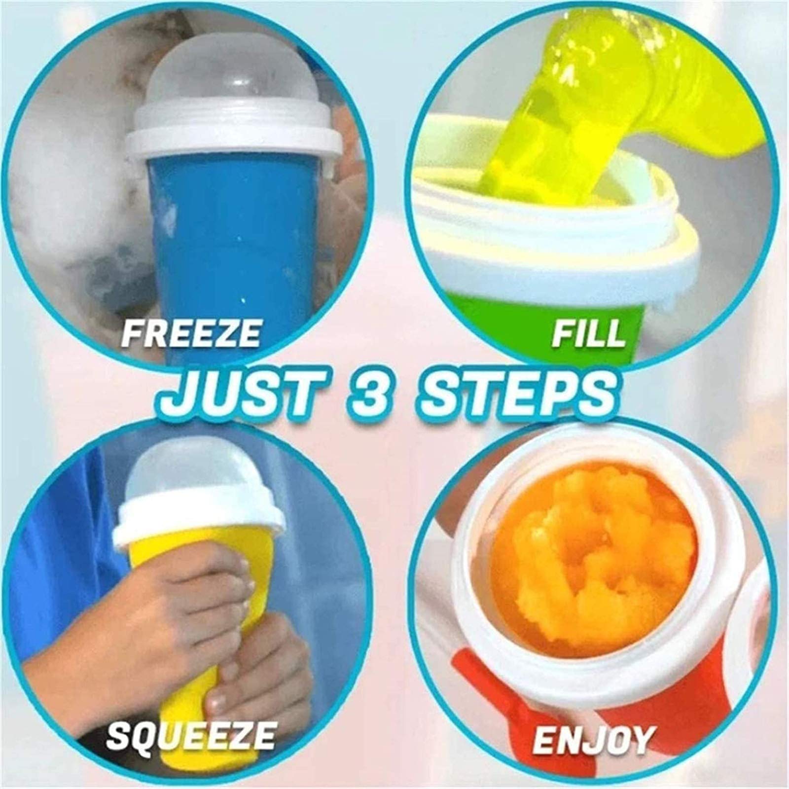 NUFR Slushie Cup freezing-layer action demonstrates built-in cooling for slush consistency