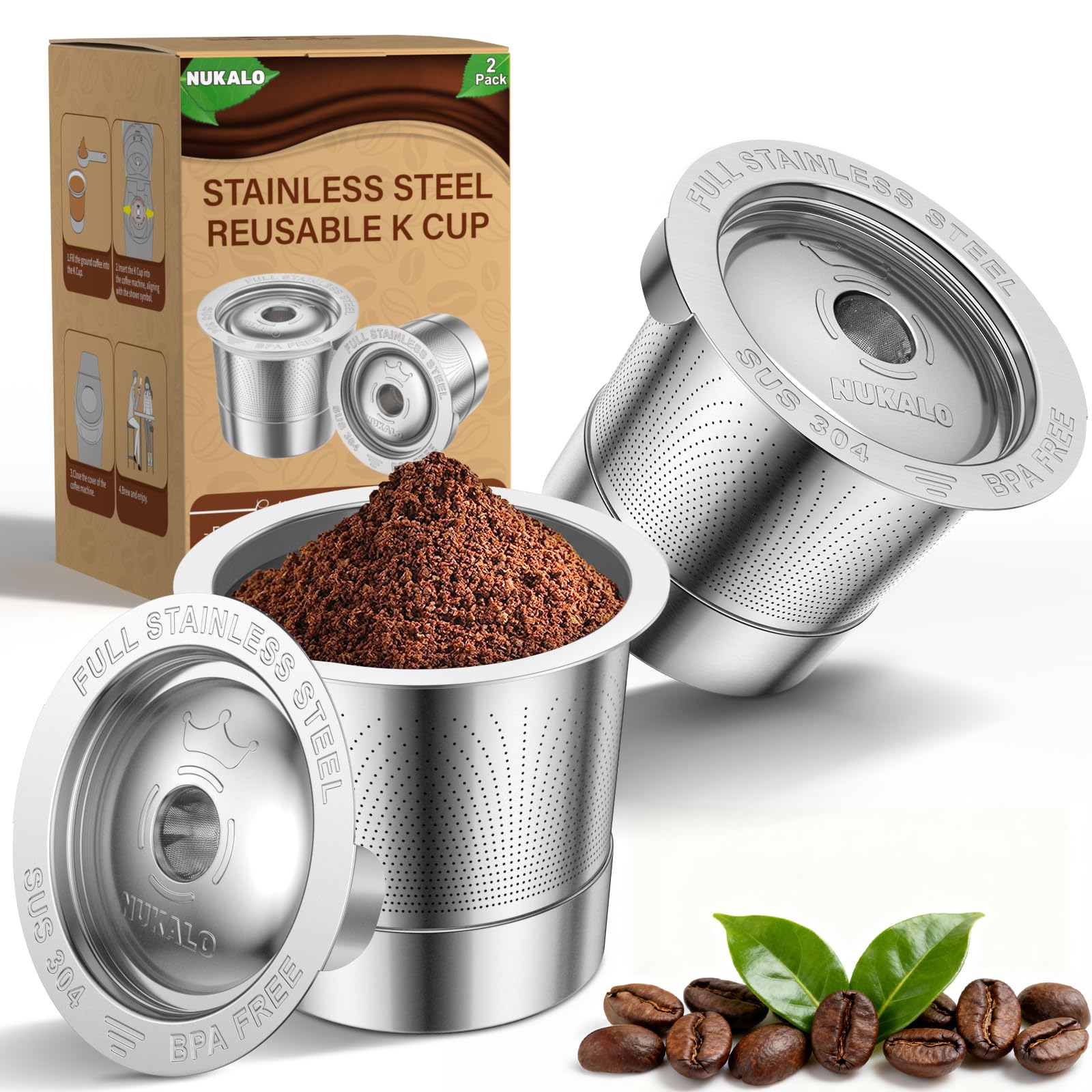 NUKALO full stainless steel filter for pure coffee flavor