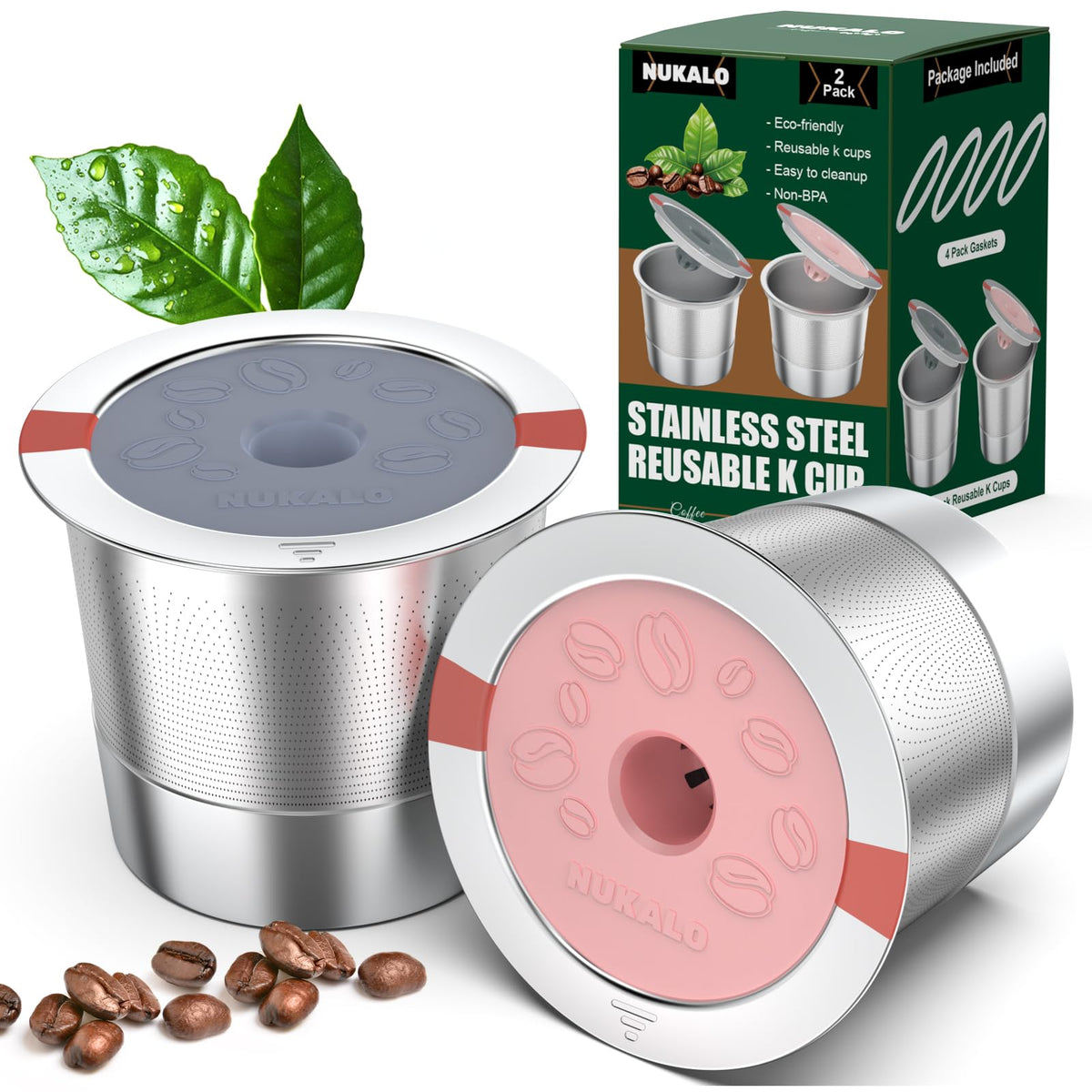 NUKALO Kcup refillable pink filter close-up shows premium filtration for richer coffee
