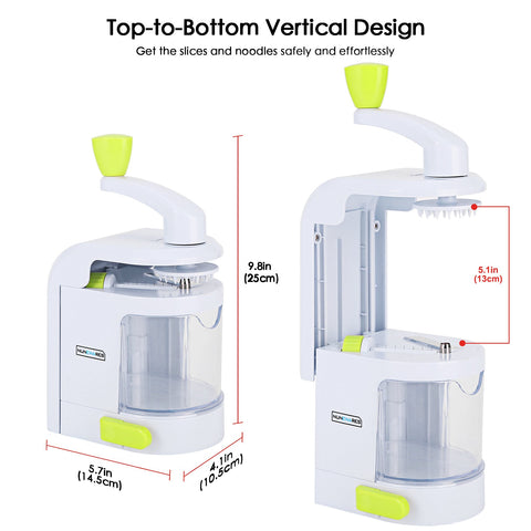 NUNEWARES Spiralizer 500ml container catches spirals for mess-free prep.