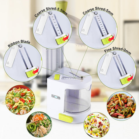 NUNEWARES Spiralizer with a strong suction cup stays steady on the counter.