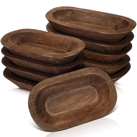 Nuogo 10-pack wooden dough bowls for rustic home decor and crafts