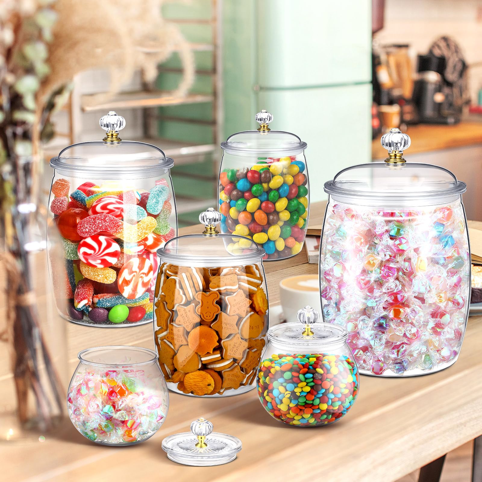 Nuogo clear plastic apothecary jar set offers versatile kitchen décor