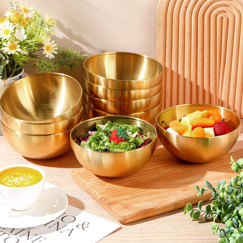 Nuogo gold bowls multi-purpose set for mixing, serving, and prep tasks.