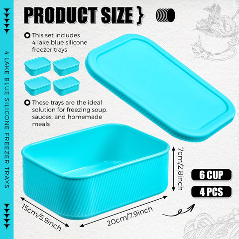 Nuogo lake blue silicone freezer tray with lid for organized storage