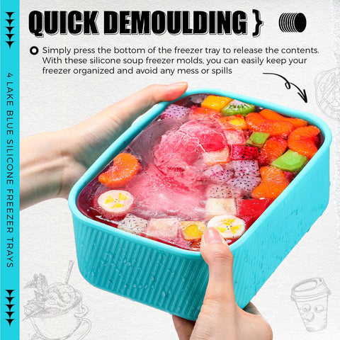 Nuogo lake blue freezer trays stacked neatly in the freezer